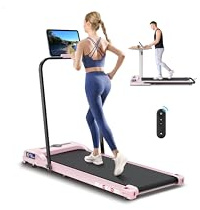 BLACK LORD Smart promenadmatta, 2-i-1 löparmatta under kontoret för hemmakontor, bärbar promenadjoggingsmaskin med app och fjärrkontroll rosa (med handtag)