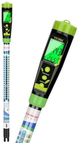 YINMIK EC TDS-testare, digital hydroponisk konduktivitetsmätare, TDS-mätare för trädgård och damm Koi brunnsvatten, 5-i-1 PPM-mätare (EC, PPM 500, PPM 700, CF, Temp)
