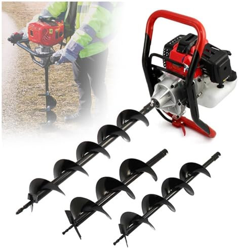 Post Hole Digger, 4 Stroke Gasoline Earth Auger, Petrol Earth Ground Drill for Fence Posts and Tree Planting, Includes 3 Auger Bits,20/25/30cm