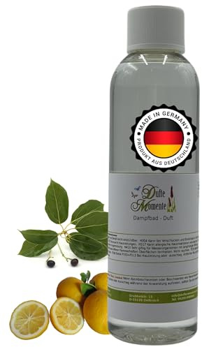 Dufte Momente Dampfbad Duftkonzentrat Kampfer-Zitrone 250ml – vitalisierender Wellnessduft mit Kampfer & Zitronenöl – für Dampfbäder, Verdampferanlagen & Dampfduschen – vegan, Made in Germany