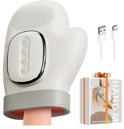 Hand Massager for Arthritis, Hand Massager with 15-Minute Timer, 3 Modes & 4 Temp Settings & 5 Intensity Levels, Rechargeable Heated HandMassager Finger Glove, for Carpal Tunnel & Finger Pain Relief