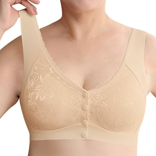 Cocila Reggiseno Senza Ferretto per Donne Anziane con Chiusura Frontale, Reggiseno Comodo E Sollevante Coppe Adesive Seno Push Up Abbigliamento Sportivo Donna Palestra Lovely Bra 3X1 Copri