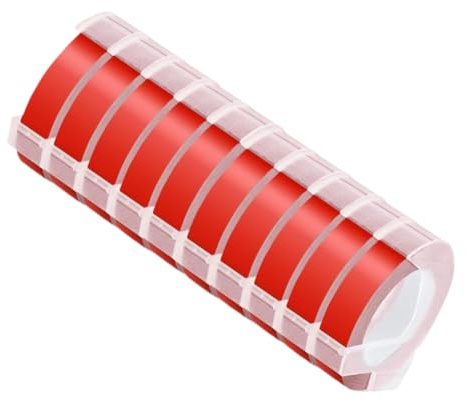 Zenfora Nastri per goffratura da 10 pezzi 9MM compatibili con E101 12965 1540 1610 Nastro dattiloscritto manuale Etichettatrice fai da te(Red)