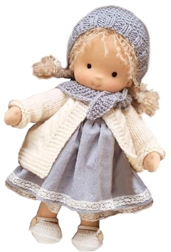 Ameble Muñeca de Trapo de 9, 5 x 2, 4 x 4, 7 Pulgadas, Adorable y Suave muñeca de Peluche con Gorro y Bufanda de Tela, Exquisita Mini de bebé para Juego de rol navideño para fomentar el Amor el c