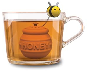 Winkee Bienen Tee Ei Teesieb für losen Tee aus Silikon | Lustige Teekugel in Tierform, für Tassen und losen Tee, wiederverwendbarer Tea Infuser und originelle Geschenkidee
