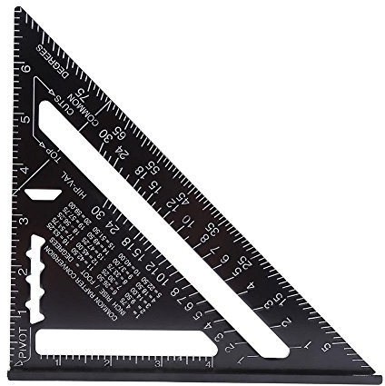 7 Pollici Metrico/Imperiale Squadra di Alluminio Strumento Triangolo Righello Goniometro Alta Precisione Misurazione Strumenti con Finitura Ossido Nero per Falegname Carpentiere