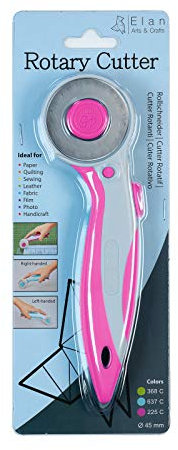 Elan 45mm Rotary Cutter for Fabric Pink, Ergonomic Rotary Fabric Cutter Wheel with Built-in Blade Safety Lock, Sewing Cutting Wheel for Dressmaking