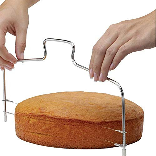 Koksi Professional Stainless Steel Cake Cutter, Adjustable, Double Cutting Wire Leveller