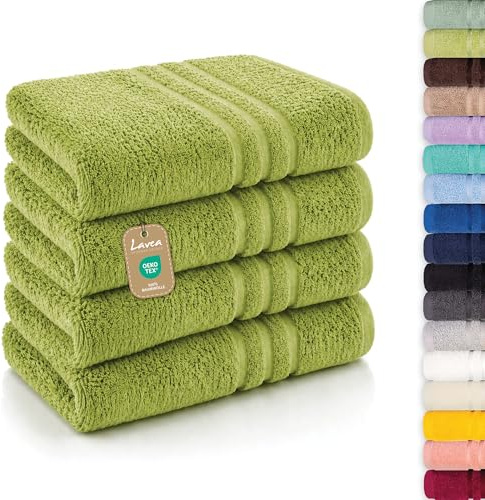Lavea® 4-pack badhanddukar 50x100 cm 100% bomull – Mjuka och absorberande – Perfekta som handduk, gästhandduk eller ansiktshandduk för hem, hotell och spa – Lindgrön