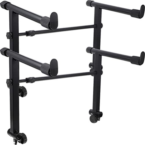 COHEALI Metal Keyboard Rack and Holder - 2 Tier Double Brackets Piano Keyboard Stand