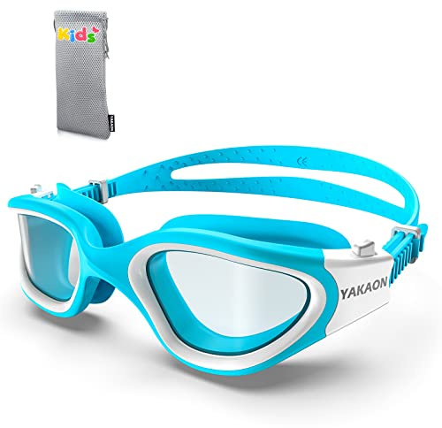 YAKAON G1Mini, occhialini da nuoto per bambini, colore blu/trasparente, comodi e anti-appannamento, per bambini dai 6 ai 14 anni