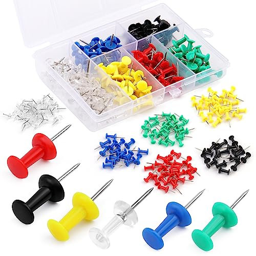 125 Stück Reißzwecken, Pinnwand mit Box, Reißzwecken für die Wand, Korktafel, Karte, Kunststoff-Kopfnadel für Heimbüro-Bastelprojekte