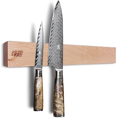 FINDKING 40cm Magnetleiste Messer Holz Ahorn Wandhalter Küche Beige | Magnetische Messerleiste aus Ahornholz, starke Magnete, Wandmontage, Küchen Organizer, platzsparende Messeraufbewahrung