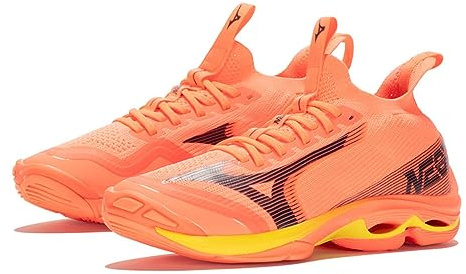Mizuno Wave Lightning NEO2 Volleyballschuhe, Unisex, Erwachsene, NeonFlame/Black/Bolt 2, 39 EU, Neonflame, schwarzer Bolt 2, 39 EU