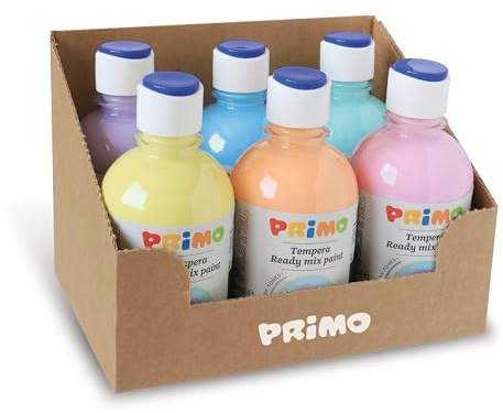 PRIMO - Gouaches lavables pour enfants +3 Ans et Adultes, Peintures de 300 ml avec Doseur, Couleurs pour Peindre sur Papier, Tissu et Verre, Peinture, Papeterie, Travaux Créatifs et Loisirs