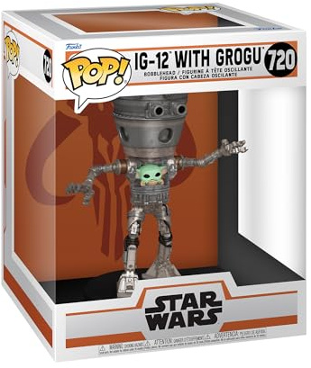 Funko POP! Deluxe: Star Wars The Mandalorian - Grogu (Baby Yoda) IG-12 | Offizielles Sci-Fi Merch - Vinyl Sammelfigur als Regal Deko - Geschenkidee zum Geburtstag für Fans und Sammler