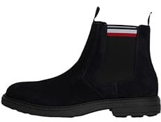 Tommy Hilfiger Uomo Stivaletti Chelsea in Pelle Scamosciata, Blu (Desert Sky), 45