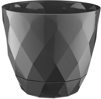 VERDENIA Karo - Juego de 2 macetas Redondas Cubremacetas, Ligeras, para Interior y Exterior, diseño Moderno, Material plástico, 22 x 22 x 19,3 cm, Color Antracita