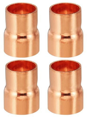 PATIKIL 7/8 to 3/4 ID Copper Reducer, 4pcs 99.9% Pure Copper Reducing Coupling Pressure Fitting Pipe Tube Connector Adapter with Sweat Solder Connection for HVAC Refrigeration System