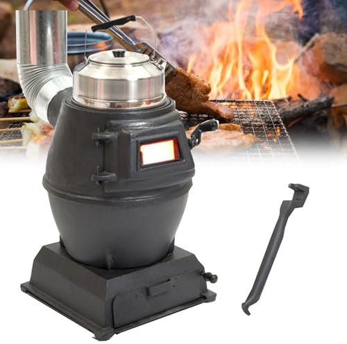 Cuisiniere Bois Charbon, Poele a Bois, Réchauds de Camping, Réchaud De Tente, Mini Poêle à Charbon pour Intérieur Extérieur Tente Camping Abri Bois/charbon