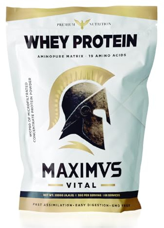 Proteínas Whey MAXIMUS VITAL 2kg - 66 Dosis - Proteina Whey Protein con Aminoácidos Esenciales - Cremosa y Deliciosa - Fácil Digestión - Proteinas para Masa Muscular - Vainilla