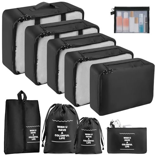 10 Stück Koffer Organizer Set, Packtaschen für Koffer Packing Cubes for Suitcase Travel Accessories Kofferorganizer Kleidertaschen Packwürfel Kosmetik Packtaschen, Reise Organizer Set