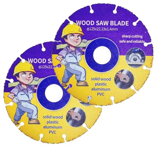 Dischi da taglio per legno, 2 dischi da taglio per legno da 125 mm, lame circolari da 22,23 mm, dischi da taglio in carburo di acciaio professionale, per legno, plastica, gomma e gomma