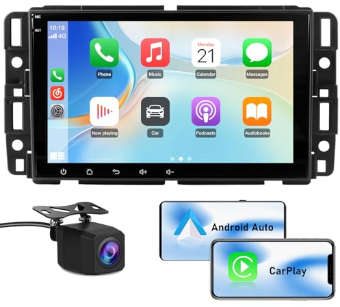 AWESAFE 8 Touch Screen Car Stereo for Chevy Silverado GMC Sierra Yukon, Android Silverado Radio Replacement with Wireless CarPlay & Android Auto, GPS Navigation Bluetooth WiFi SWC Backup Camera