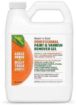 Smart 'n Easy Professional Paint & Varnish Remover - Orange Citrus Scent - Removes Oil, Latex, Acrylic, & Water-Based Paints, Urethanes, Elastomerics, Epoxies, High-Performance Coatings - Quart