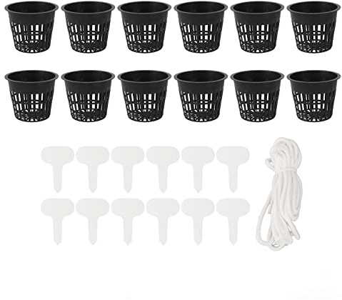 DANAIXZ 12 pezzi cestini per piantare acqua, rete in rete, vasi per piante, tazze in plastica per coltivazione fuori suolo, con corda di cotone, per giardinaggio idroponico, piante da