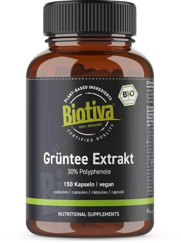Biotiva Bio Grüntee Extrakt Kapseln - 30% Polyphenole - 150 Kapseln