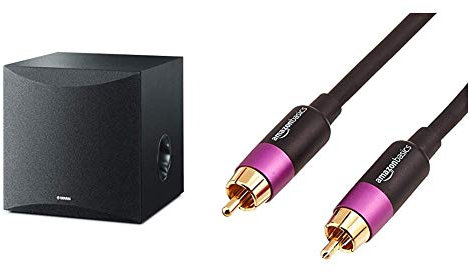 Yamaha NSSW050 Powered Subwoofer with 8 Driver - Black & Amazon Basics Subwoofer Cable - 2.44 meters