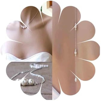 Yheakne Collier De Perles Boho Argent Perle Cristal Collier De Corps Longue Chaîne De Mariée Back Drop Chaîne D'été Plage Bijoux De Corps Pour Les Femmes Et Les Filles