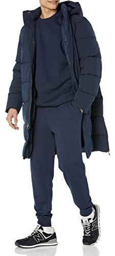 Amazon Essentials Puffer largo con capucha de poliéster reciclado para hombre, azul marino, talla 3XL grande