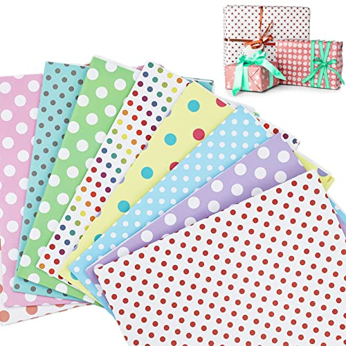 10 fogli di carta da regalo di compleanno a pois carta da regalo colorata piegata regali avvolgere carta
