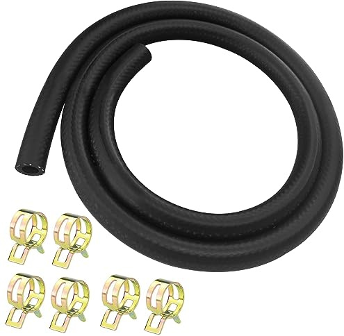 Nutabevr 1 Meter Benzinschlauch Kit, Ø 8 mm Innendurchmesser Kraftstoffschlauch mit 6 Stücke Schlauchschellen, Flexible Mehrzweck Kraftstoffleitung, für Motorräder, Rasenmäher, Roller, Autos, LKWs