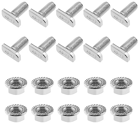 eMagTech 10PCS Hammer Head Screws M10x25 with M10 Flange Nuts Stainless Steel PV Profiles 28/15 Screw for Photovoltaic Mounting System T Groove Rail