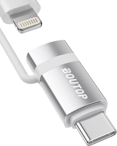 BOUTOP 60W [Apple MFi Zertifiziert] Lightning auf USB C Adapter für Schnelles Laden Kompatibel mit iPhone 17/16/15 Pro Max/Plus, MacBook, iPad Air/Pro - [1 Stück, Silber]