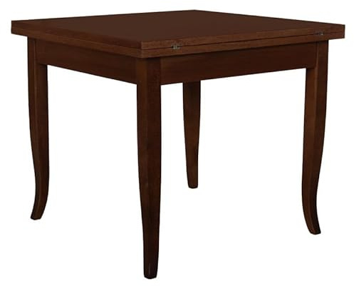 Vicentini arreda TAVOLO IN LEGNO ALLUNGABILE A LIBRO ARTE POVERA NOCE SCURO (80x80(160))
