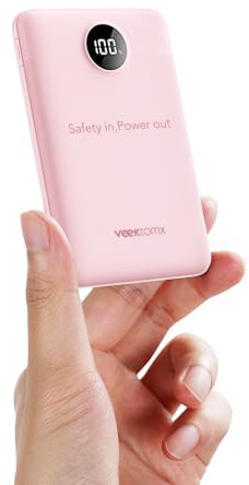 VEEKTOMX POWER BANK Mini Batterie Externe 10000mAh, PD 22.5W Charge Rapide, Compacto & Légere Portable Chargeur Universelle Compatible avec iPhone/Samsung/Google/Piexl (Rose), VT103