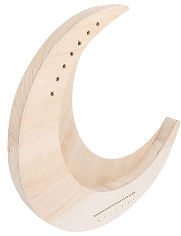 7-saitige Tragbar in Mondform Holzleierharfe für Anfänger | Unbehandelte Oberfläche und Metall, Abgerundete Kanten, Beige, Kreatives Saiteninstrument