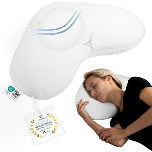 Third of Life Ergonomisches Seitenschläferkissen Twist, Bezug mit innovativer Intense-Technologie, Memory Foam Kissen mit atmungsaktivem Kern, Orthopädisches Kopfkissen für Seitenschläfer