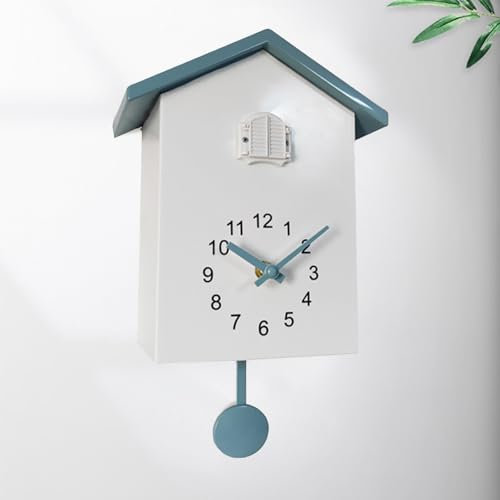 Kamanan Kuckucksuhr Wanduhr Moderne Kuckucksuhr mit Pendel, Cuckoo Clock mit Vogelstimme Kuckucksuhren mit Nachtruhefunktion, Pendeluhr für Zuhause Wohnzimmer Küche Büro Dekor(Weiß/Grau)
