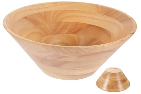 Cabilock Runde Konische Holzschale Aus Gummibaumholz Stapelbar Praktische Snack Obstschale Mit Glatter Oberfläche Spülmaschinenfreundlich Rutschfester Boden Gelb