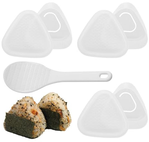 CANCYCC 6 Stück Onigiri Form Dreieck Onigiri Maker mit Löffel Reisdreieck, Onigiri Maker Reisbällchen Former für Küche Party Anfänger, DIY Sushi Selber Machen Set