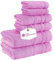 Casa Copenhagen Eono 6-teiliges Premium-Handtuch-Set – Rosa, 2 große Badetücher, 2 große Handtücher, 2 Waschlappen, superweiche ägyptische Baumwolle für Hotel & Spa, Badezimmer, Küche, Dusche