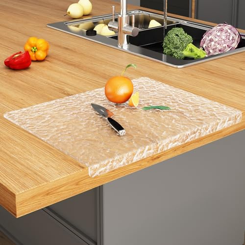 JJL Akryl skärbräda 51 x 40 cm – skärbräda med vågstruktur, hygienisk och lätt med bänkläpp – halkfri, lätt att rengöra – ultimat köksredskap (gas- och dekor)