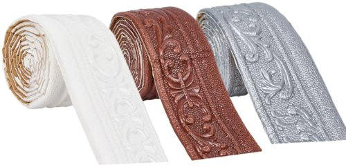 CRASPIRE Moldura Pared Autoadhesiva 3 pies X 3 Pulgadas 6.9 Colores Blanco Marrón Oscuro Y Plateado Borde Papel Tapiz Flexible XPE Tiras Flexibles para Azulejos Bricolaje para Espejo Ventana Y Techo