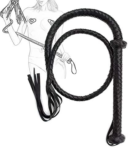 TRQOYTU Fouet En Cuir Long Bull Whip 134 Cm SM Crop Riding Crop Fouet Érotique Avec Anneau De Suspension Cosplay Jeux Sexuels Sex Toys Accessoires Érotiques Pour Couples Adultes