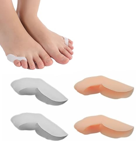 Separador de dedos, 4 separadores de dedos meñiques, separadores de dedos, separadores de dedos de silicona, protector de dedos superpuestos, protector de dedos meñiques para alivio de pies